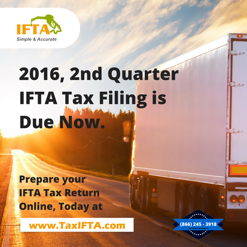 IFTA Fuel Tax for 2nd Quarter is Due this July 31st.